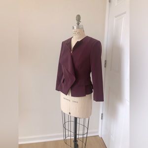 Ted Baker London, Size 2, Raspberry Color Asymmetrical Zip front Blazer/Jacket